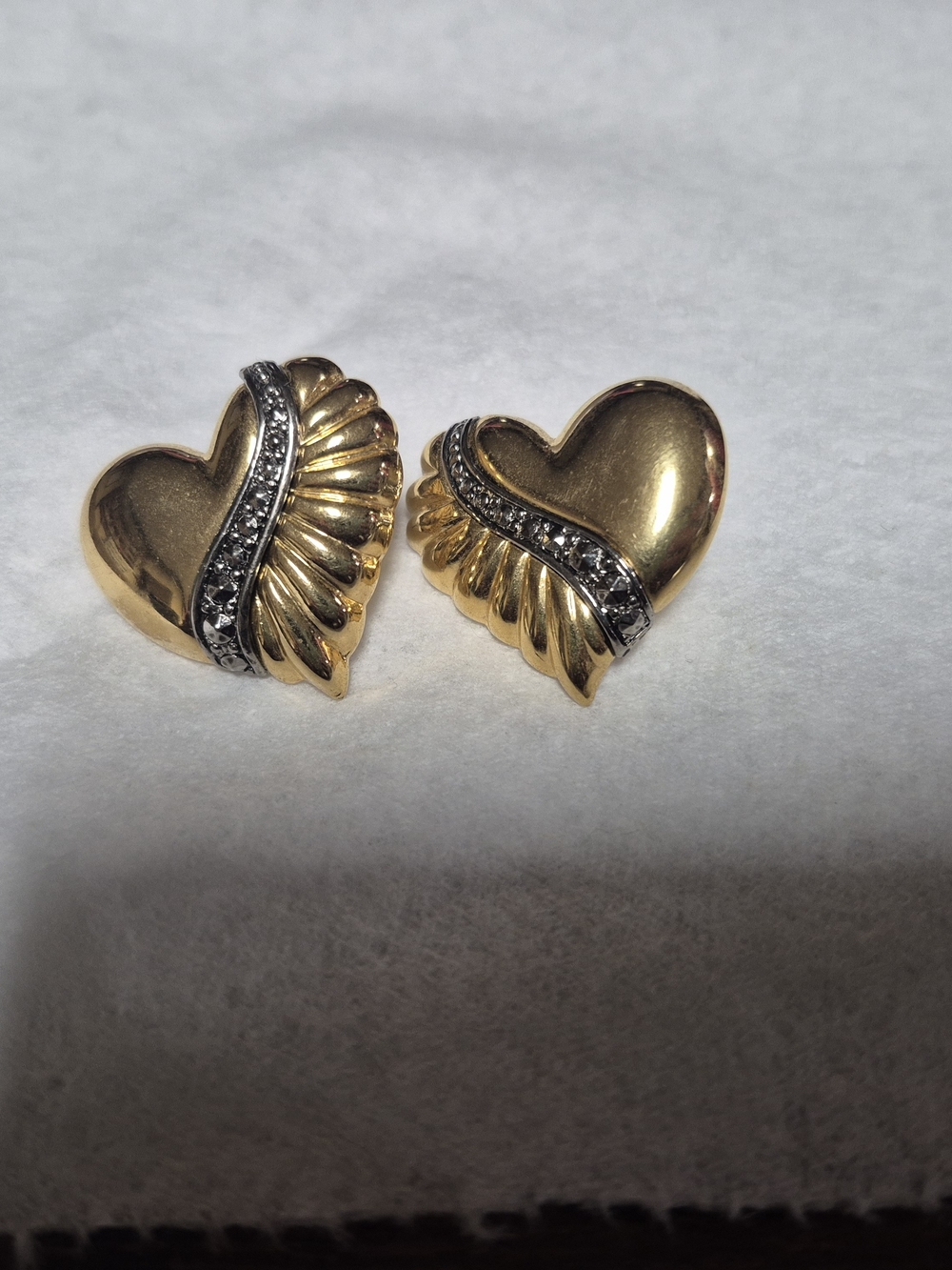 Gold Heart Rhinestone Accent Earrings - Women's Jewelry